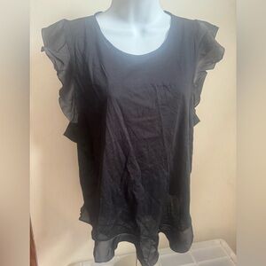 J. Crew Black Sheer Cap Sleeve Top